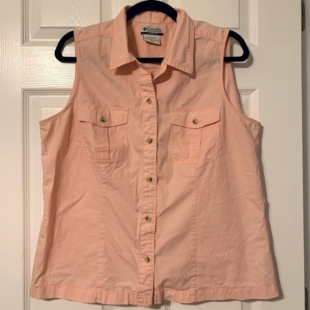 Columbia Pink Sleeveless Button Down Shirt Size XL